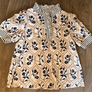 Entro Floral Patterned Blouse in Cream and Black